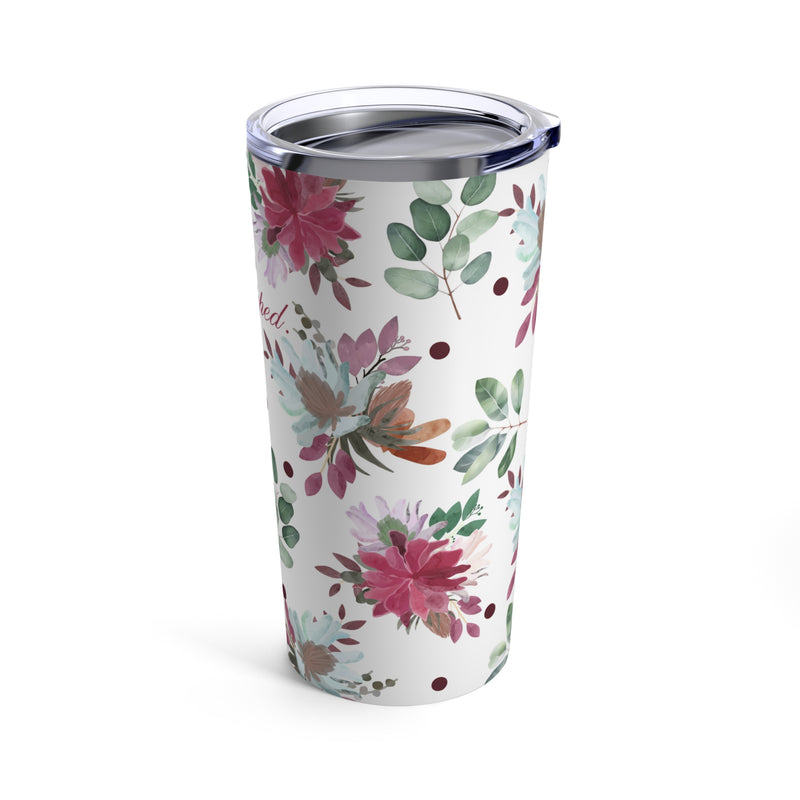 Equipped Stainless Steel 20oz Tumbler – White Watercolor Florals