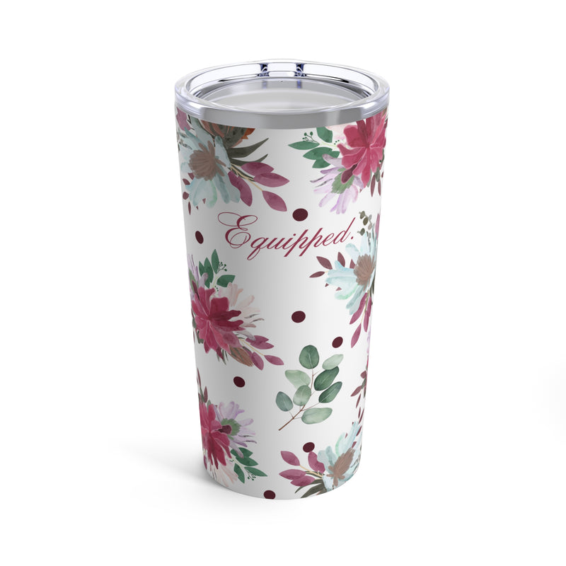 Equipped Stainless Steel 20oz Tumbler – White Watercolor Florals