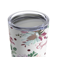 Equipped Stainless Steel 20oz Tumbler – White Watercolor Florals