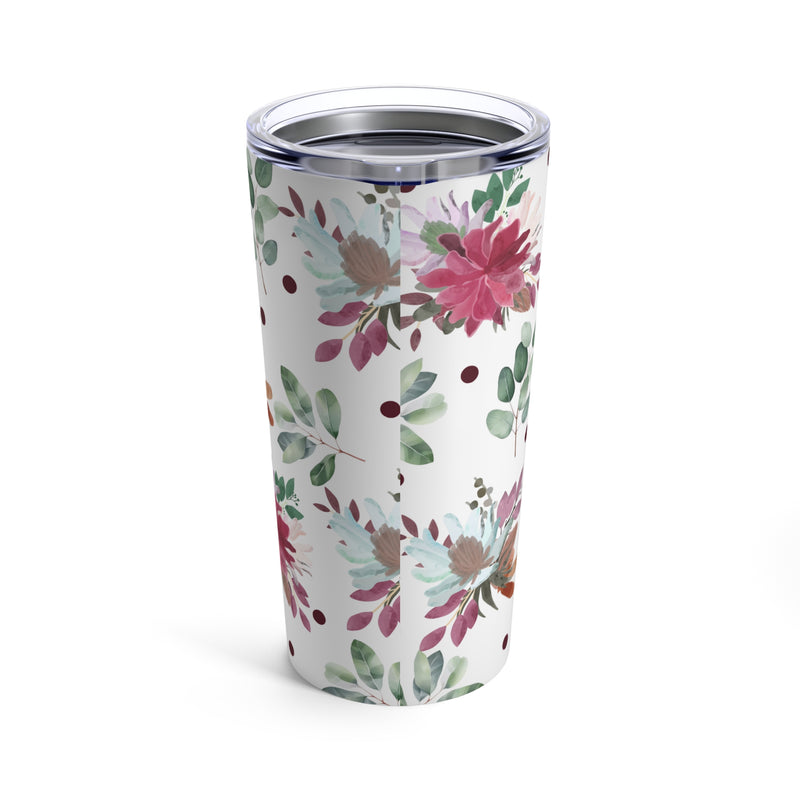 Equipped Stainless Steel 20oz Tumbler – White Watercolor Florals