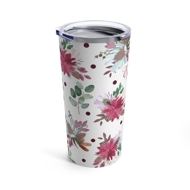 Equipped Stainless Steel 20oz Tumbler – White Watercolor Florals