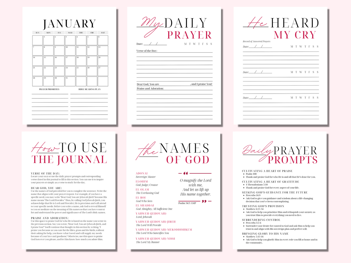 2024 Digital Prayer Journal | Printable Prayer Journal | 2024 Hyperlinked Digital Prayer Journal for GoodNotes & Notability