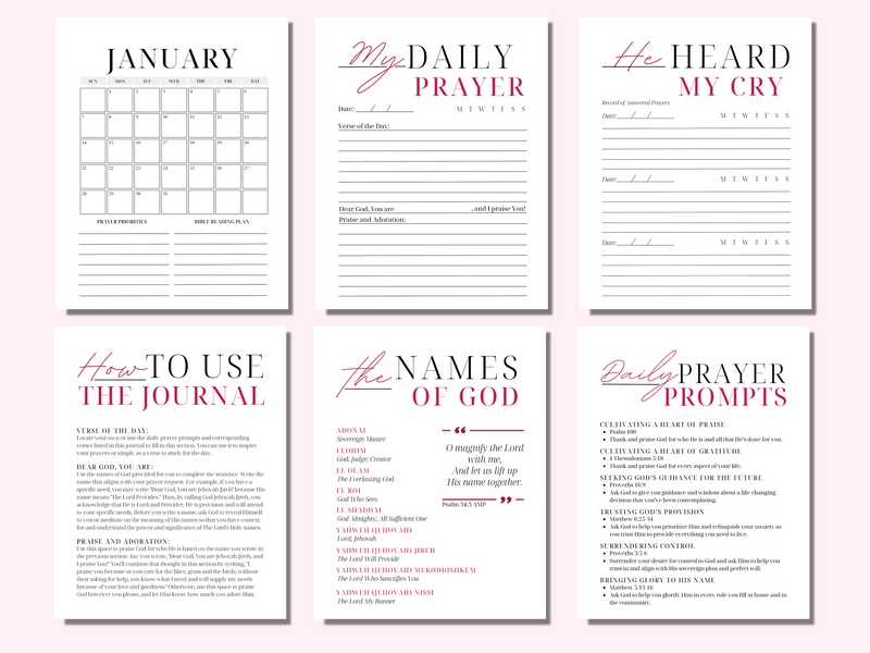 2024 Digital Prayer Journal | Printable Prayer Journal | 2024 Hyperlinked Digital Prayer Journal for GoodNotes & Notability