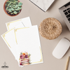 Bookstack and Florals Notepad with Gold Border