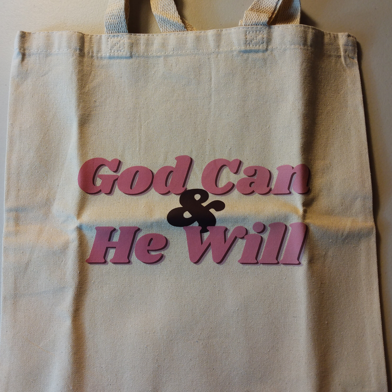 God Can and He Will Canvas Tote