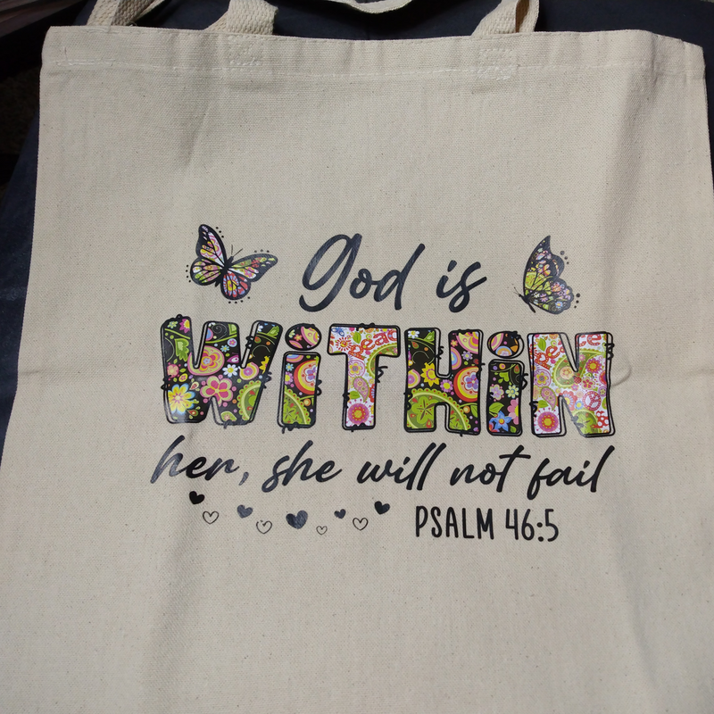 God Is Within Her Canvas Tote