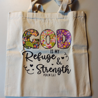 God Is My Refuge and Strength Canvas Tote