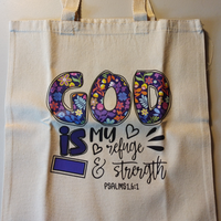 God Is My Refuge and Strength Canvas Tote