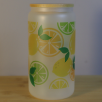 Lemon and Lime - Frosted Libbey Glass Cup